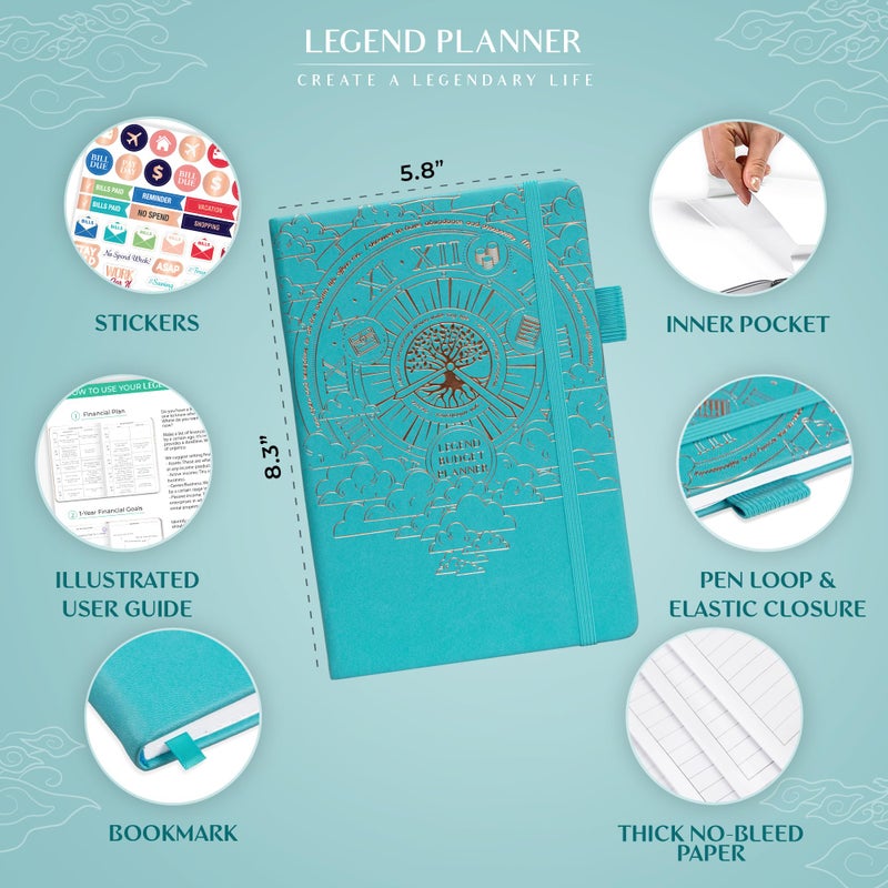 Legend Planner Legend Budget Planner â€“ Financial Organizer Book. Money Account & Expense Tracker Notebook Journal for Household Monthly Budgeting (Turquoise) - Image 2